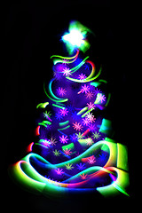 Image showing xmas tree from the christmas lights