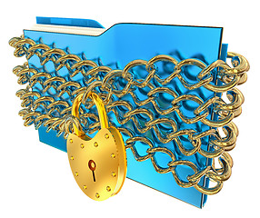 Image showing blue folder with golden hinged lock