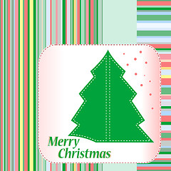 Image showing Christmas tree and decorations on winter background.