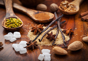 Image showing Aromatic baking ingredients for Christmas cookies