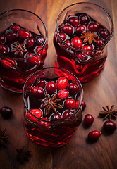 Image showing Hot drink with cranberries for Christmas