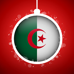 Image showing Merry Christmas Red Ball with Flag Algeria