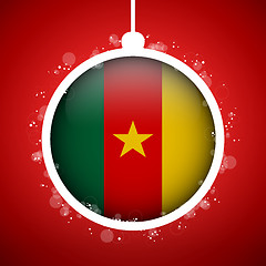 Image showing Merry Christmas Red Ball with Flag Cameroon