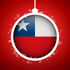 Image showing Merry Christmas Red Ball with Flag Chile