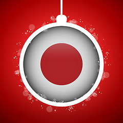 Image showing Merry Christmas Red Ball with Flag Japan