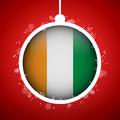 Image showing Merry Christmas Red Ball with Flag Ireland