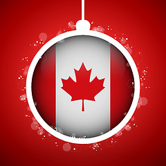 Image showing Merry Christmas Red Ball with Flag Canada