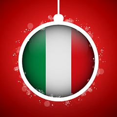 Image showing Merry Christmas Red Ball with Flag Italy