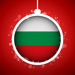 Image showing Merry Christmas Red Ball with Flag Bulgaria