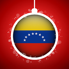 Image showing Merry Christmas Red Ball with Flag Venezuela