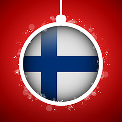 Image showing Merry Christmas Red Ball with Flag Finland
