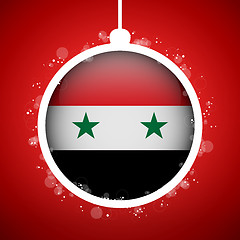 Image showing Merry Christmas Red Ball with Flag Syrian