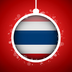 Image showing Merry Christmas Red Ball with Flag Thailand