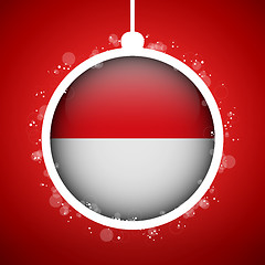 Image showing Merry Christmas Red Ball with Flag Monaco