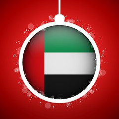 Image showing Merry Christmas Red Ball with Flag Emirates