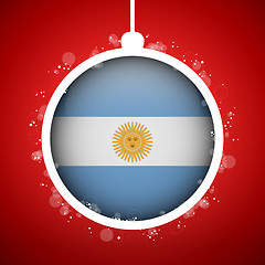 Image showing Merry Christmas Red Ball with Flag Argentina