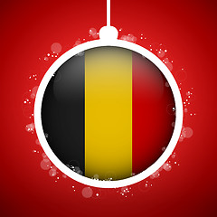 Image showing Merry Christmas Red Ball with Flag Belgium