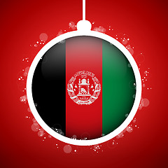 Image showing Merry Christmas Red Ball with Flag Afghanistan