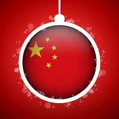 Image showing Merry Christmas Red Ball with Flag China
