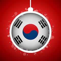 Image showing Merry Christmas Red Ball with Flag South Korea