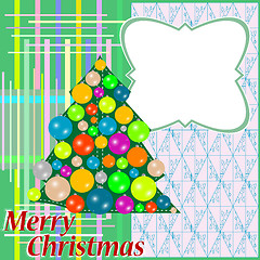 Image showing greeting with christmas tree on abstract background