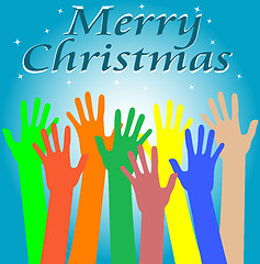 Image showing Classic holiday. Merry christmas with hands