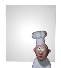 Image showing funny cook and blank board