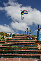 Image showing South African and breast cancer awareness flags