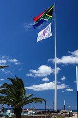 Image showing South African and breast cancer awareness flags