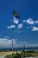 Image showing South African and breast cancer awareness flags