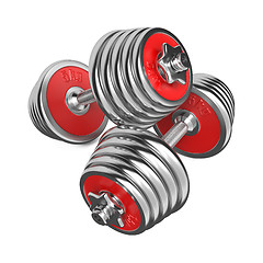 Image showing Iron Dumbbells Weight on White Background. 3d