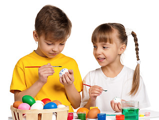 Image showing Children with Easter eggs