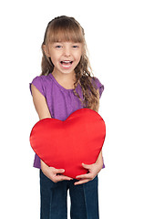 Image showing Little girl with red heart