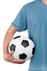 Image showing Man with classic soccer ball