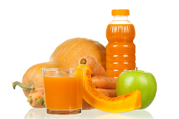 Image showing Carrot, pumpkin and apple juice