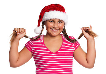 Image showing Girl in Santa hat