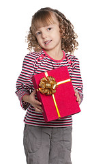 Image showing Little girl with gift box