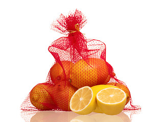 Image showing Lemons in net bag