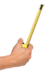 Image showing Hand with tape measure