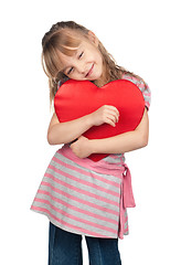 Image showing Little girl with red heart