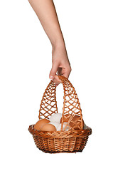 Image showing Basket with eggs