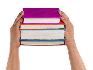 Image showing Man hand with books