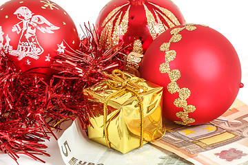 Image showing money concept with euro banknotes for christmas gifts