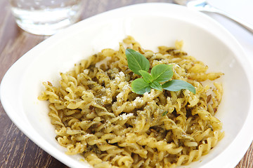 Image showing Fusilli with pesto sauce