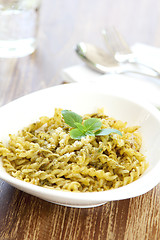 Image showing Fusilli with pesto sauce