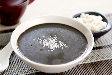 Image showing Black sesame with pearl-barley soup