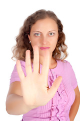 Image showing Girl with stop gesture