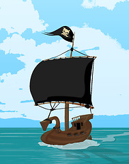 Image showing Black sails pirate ship