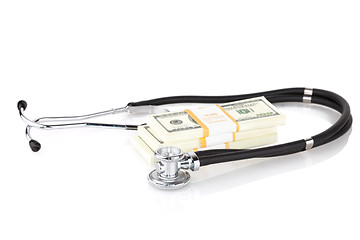 Image showing stethoscope and dollars