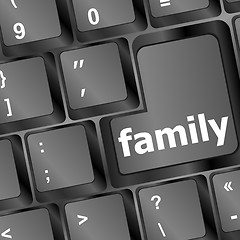 Image showing computer keyboard with family button - social concept
